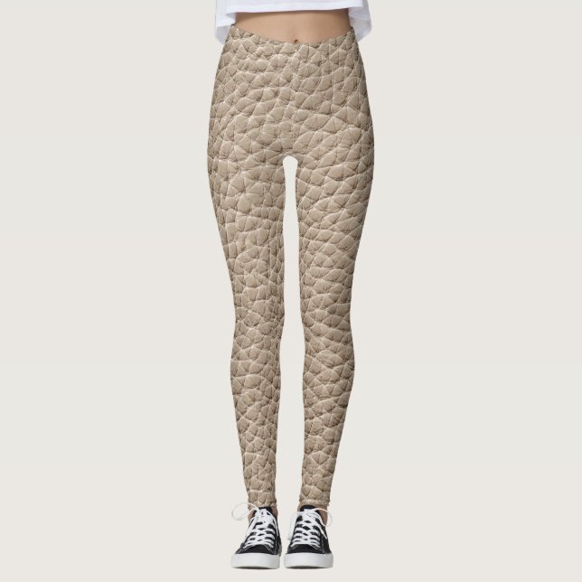Leggings Textura de cuero beige, fondo sin costura. (Anverso)