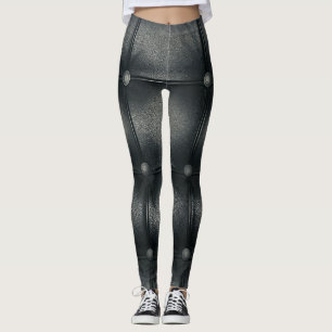 Leggings Textura de cuero con casquillo de lujo