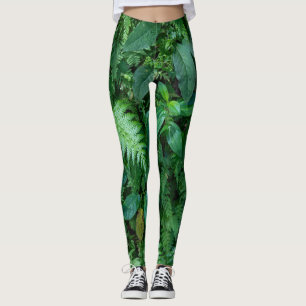 Leggings Textura de follaje de hierba verde