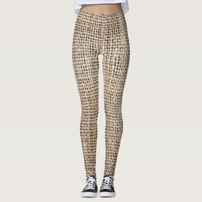 Leggings Textura de fondo de Burlap Hessian (Anverso)