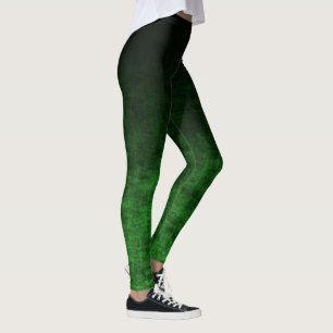 Leggings Textura de gradiente negro y verde esmeralda