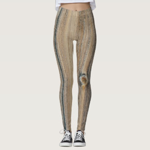 Leggings Textura de grano de madera en tonos marrones