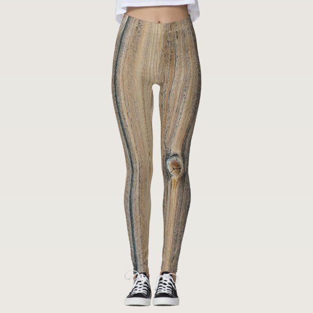 Leggings Textura de grano de madera en tonos marrones (Anverso)