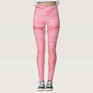 Leggings Textura de helado de fresa rosa