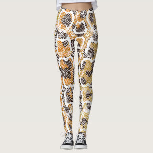 Leggings Textura de impresión de animales de serpiente leop