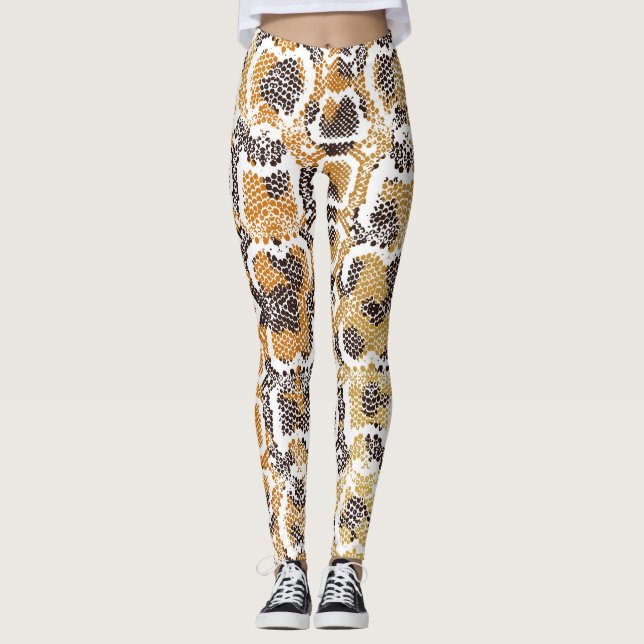 Leggings Textura de impresión de animales de serpiente leop (Anverso)