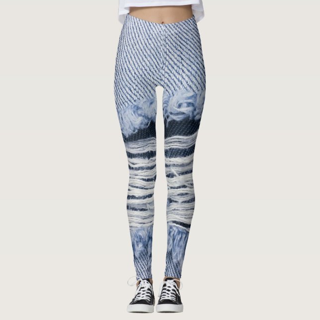 Leggings Textura de jeans rotos con azul claro (Anverso)