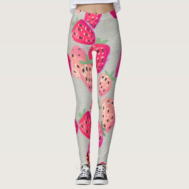 Leggings Textura de la mano de fresa de madriguera (Anverso)