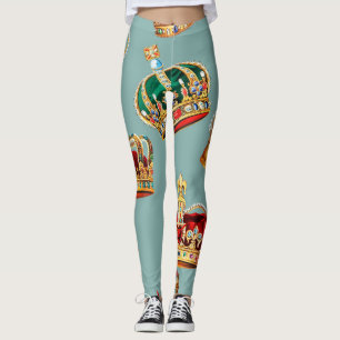 Leggings Textura de la moda barroca de la corona dorada