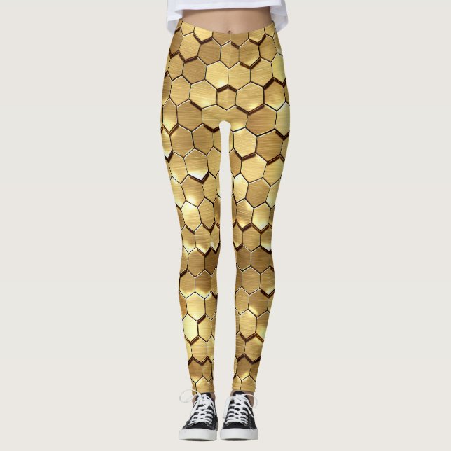 Leggings Textura de la representación 3D del Honeycomb dora (Anverso)