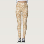 Leggings Textura de madera rústica con patrón de damasco bl<br><div class="desc">Elegante,  rústico,  de inspiración boho,  con un patrón de damasco blanco con fondo de textura de madera. Hay otros motivos con el mismo fondo de madera.</div>