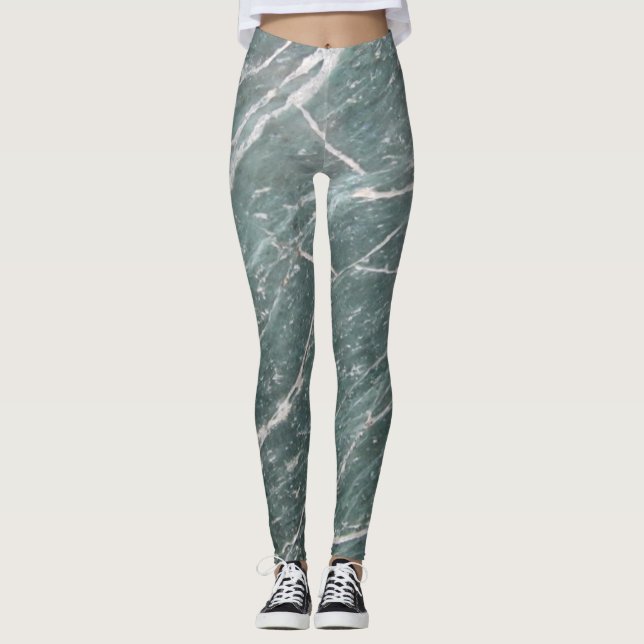 Leggings Textura de Marble Verde Girly Trendy (Anverso)