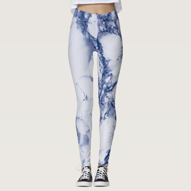 Leggings Textura de mármol azul oscuro (Anverso)