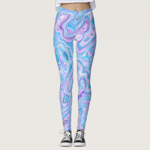 Leggings Textura de mármol azul violeta pintura líquida abs