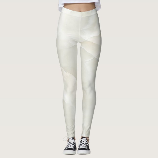 Leggings Textura de mármol blanco moderno femenino genial (Anverso)