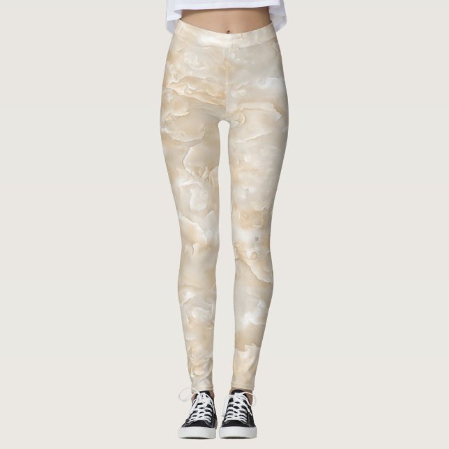 Leggings Textura de mármol femenina linda de moda (Anverso)