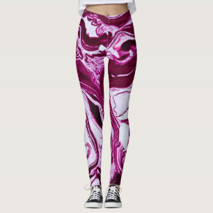Leggings Textura de mármol magenta: arte fluido abstracto