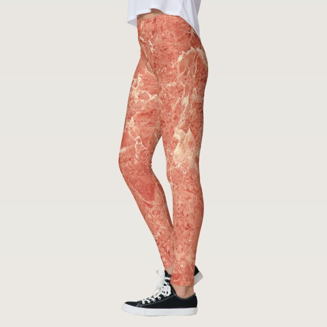 Leggings Textura de mármol rojo de coral (Izquierda)