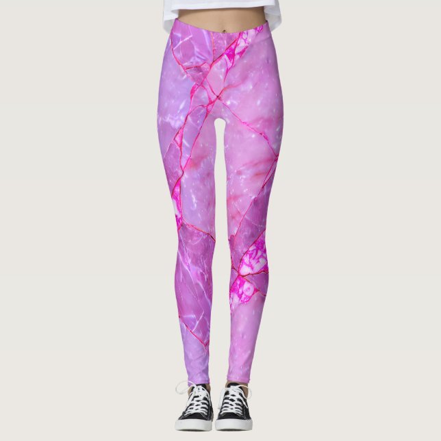 Leggings Textura de mármol rosa, efecto de mármol (Anverso)