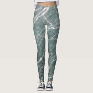 Leggings Textura de mármol verde femenino y moderno