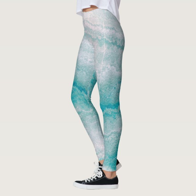 Leggings Textura de mármol verde marino (Izquierda)