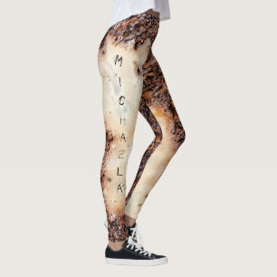 Leggings Textura de metal oxidado marrón genial Nombre pers