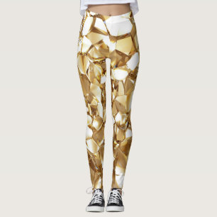 Leggings Textura de oro de cristal abstracto en 3D.
