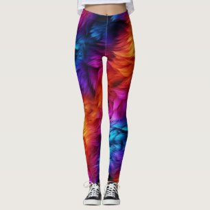 Leggings textura de pelaje de monstruo falso de arcoíris br