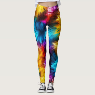 Leggings textura de pelaje de monstruo falso de arcoíris br