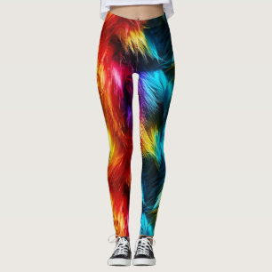 Leggings textura de pelaje de monstruo falso de arcoíris br