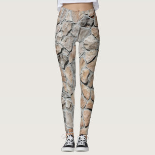 Leggings Textura de piedra del castillo marrón antiguo