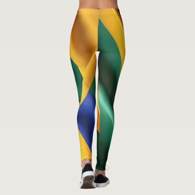 Leggings Textura de seda de la bandera de Brasil (Reverso)