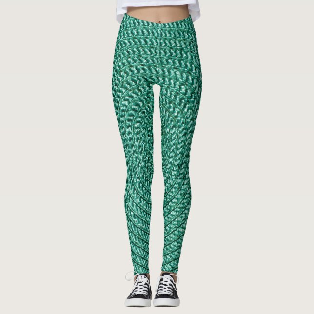 Leggings Textura de tela verde trenzada artificial. (Anverso)
