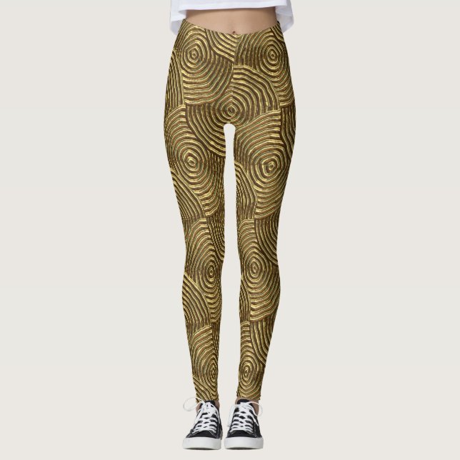 Leggings Textura del Círculo Dorado: Resumen Sin Marea. (Anverso)