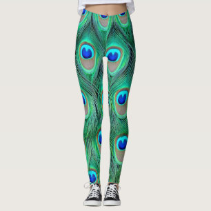 Leggings textura del plumaje del Polaina-pavo real