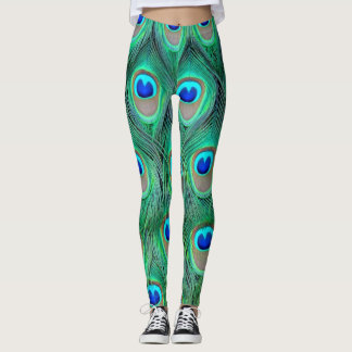 Leggings textura del plumaje del Polaina-pavo real