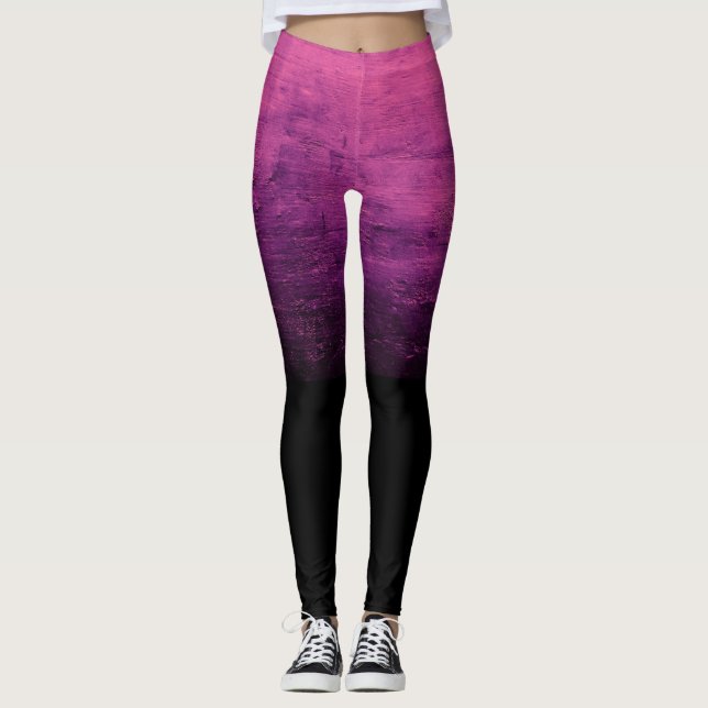 Leggings Textura Deteriorada Ombré Negra - Rosa (Anverso)