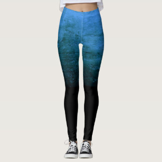 Leggings Textura Deteriorada Ombré Negro - Azul