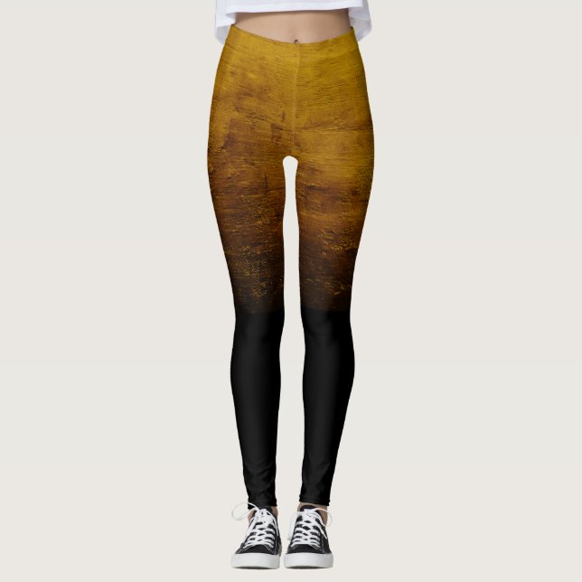 Leggings Textura Deteriorada Ombré Negro - Dorado (Anverso)
