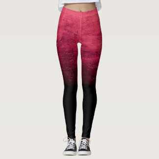 Leggings Textura Deteriorada Ombré Negro - Rojo