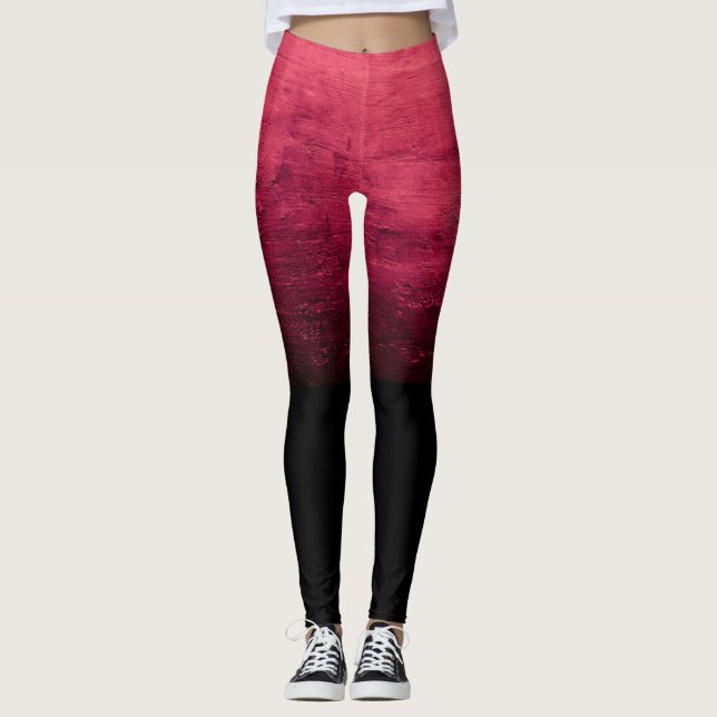 Leggings Textura Deteriorada Ombré Negro - Rojo (Anverso)
