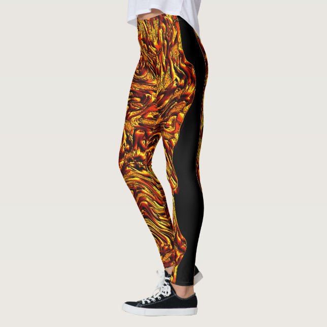 Leggings Textura dorada y roja vívida (Izquierda)