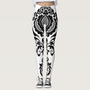 Leggings Textura elegante sin costura de Damasco de época