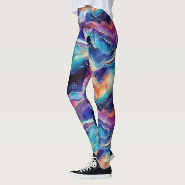 Leggings Textura estética del arco iris agate purpurina (Izquierda)