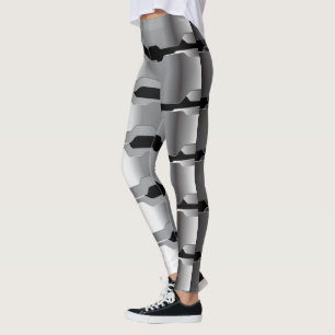 Leggings Textura geométrica moderna gris y metal negro