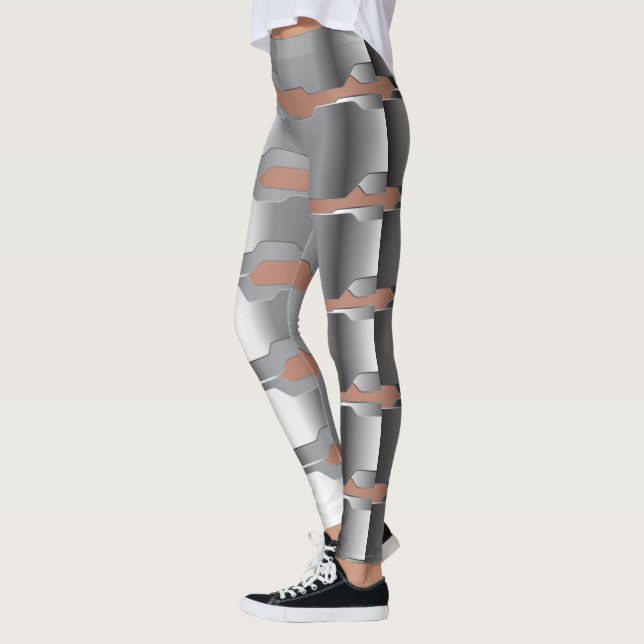Leggings Textura moderna geométrica de gris y piel de metal (Izquierda)
