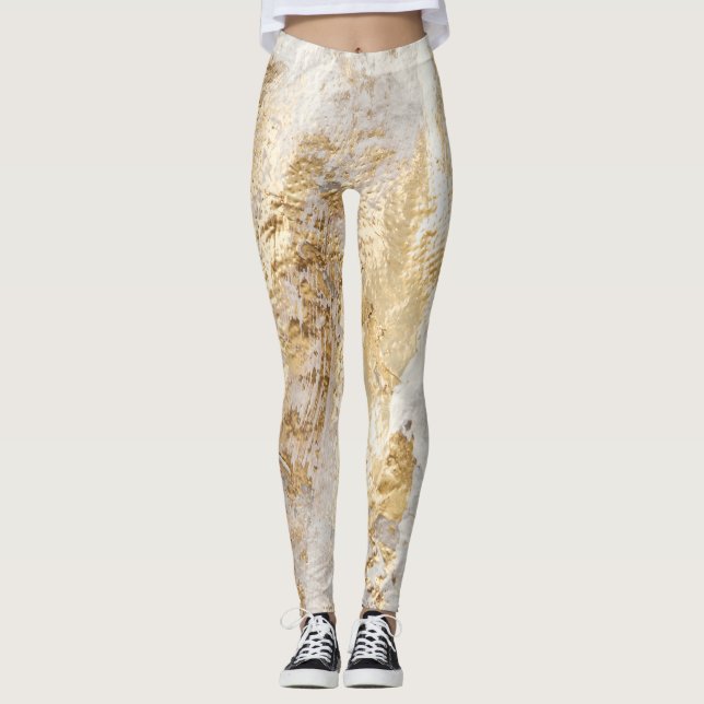 Leggings Textura pintada con pincel de oro blanco. (Anverso)