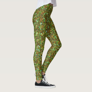 Leggings Textura Purpurina verde claro y marrón