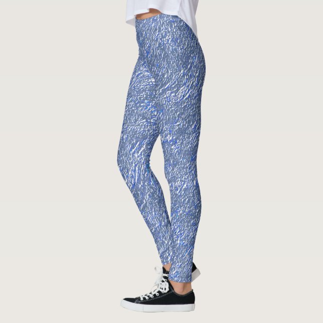 Leggings Textura Raya azul e efeito prateado (Izquierda)