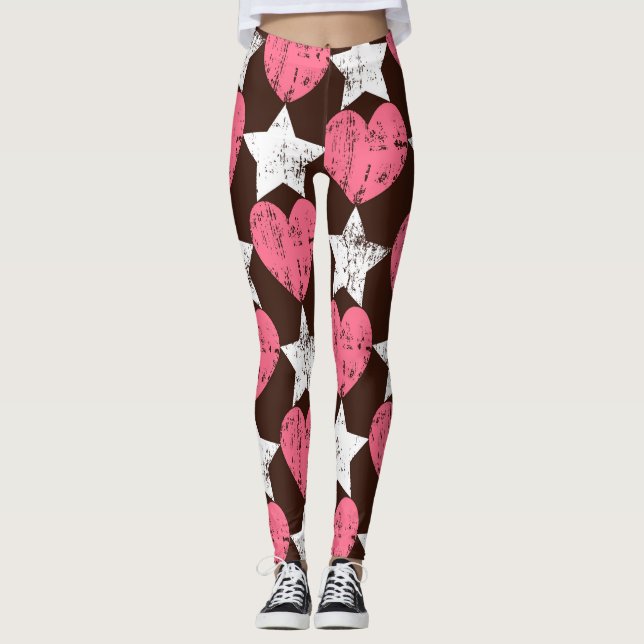 Leggings Textura Retro Threadbare Hearts Stars (Anverso)